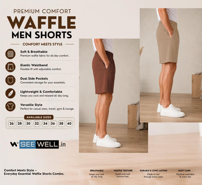 Waffle Shorts Combo – Brown & Camel (2-Pack)