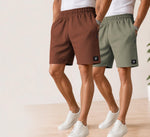 Waffle Shorts Combo – Brown & Dark Pista (2-Pack)