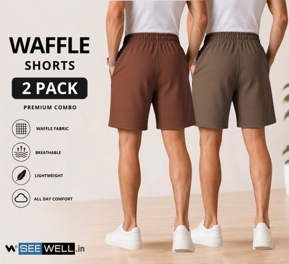 Waffle Shorts Combo – Brown & Kiwi (2-Pack)