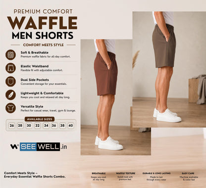 Waffle Shorts Combo – Brown & Kiwi (2-Pack)