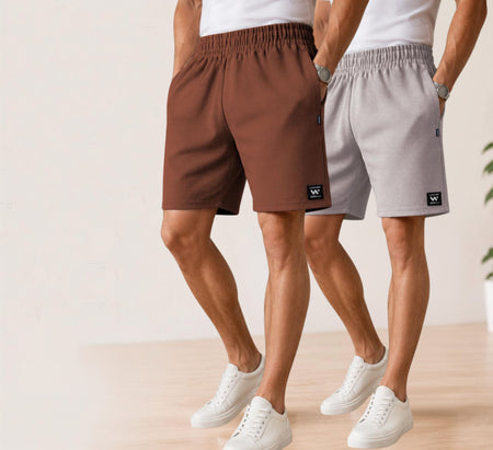 Waffle Shorts Combo – Brown & Light Grey (2-Pack)