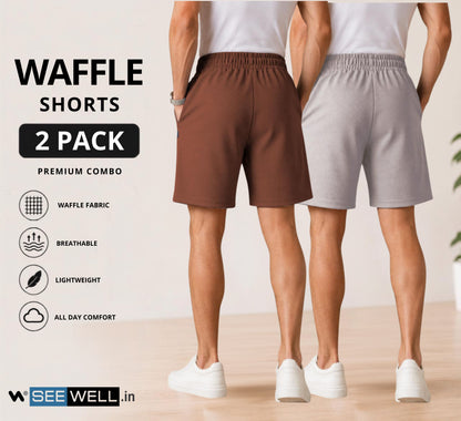 Waffle Shorts Combo – Brown & Light Grey (2-Pack)