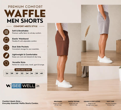 Waffle Shorts Combo – Brown & Light Grey (2-Pack)