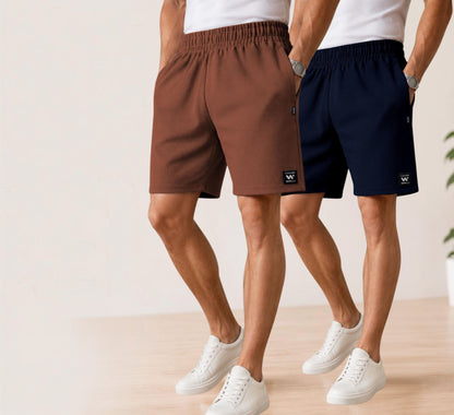 Waffle Shorts Combo – Brown & Navy Blue (2-Pack)