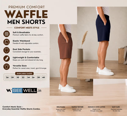 Waffle Shorts Combo – Brown & Navy Blue (2-Pack)