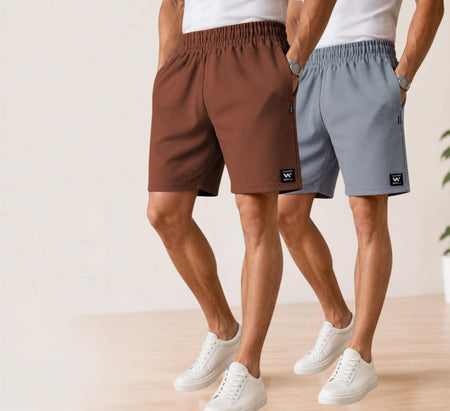 Waffle Shorts Combo – Brown & Sky (2-Pack)