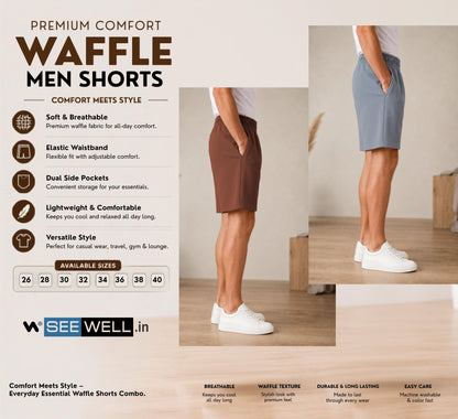 Waffle Shorts Combo – Brown & Sky (2-Pack)
