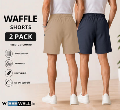 Waffle Shorts Combo – Camel & Dark Grey (2-Pack)