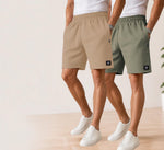 Waffle Shorts Combo – Camel & Dark Pista (2-Pack)