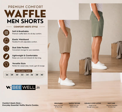 Waffle Shorts Combo – Camel & Dark Pista (2-Pack)