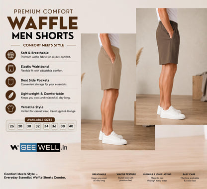Waffle Shorts Combo – Camel & Kiwi (2-Pack)