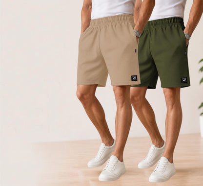 Waffle Shorts Combo – Camel & Mehndi (2-Pack)