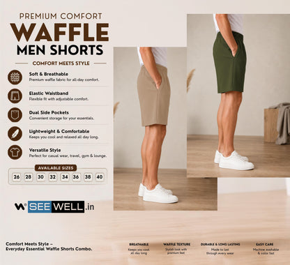 Waffle Shorts Combo – Camel & Mehndi (2-Pack)