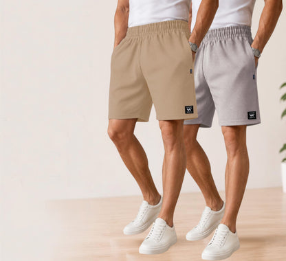 Waffle Shorts Combo – Camel & Light Grey (2-Pack)