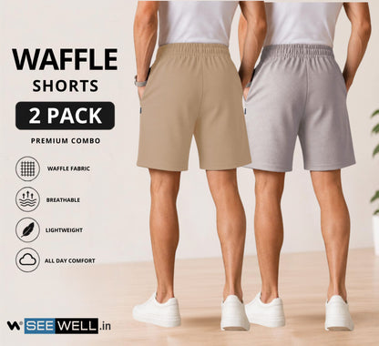 Waffle Shorts Combo – Camel & Light Grey (2-Pack)