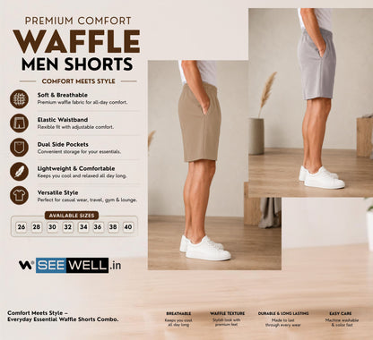 Waffle Shorts Combo – Camel & Light Grey (2-Pack)