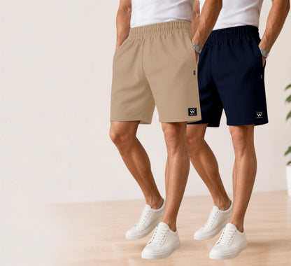 Waffle Shorts Combo – Camel & Navy Blue (2-Pack)