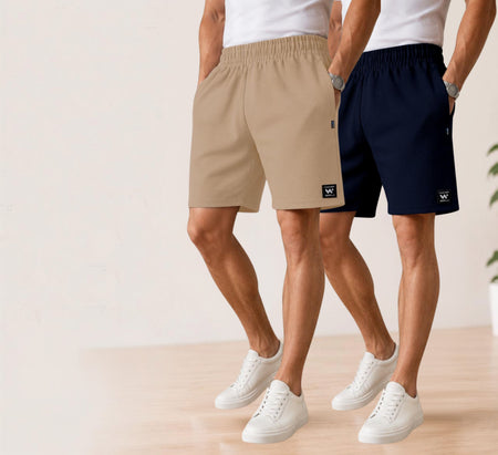 Waffle Shorts Combo – Camel & Navy Blue (2-Pack)