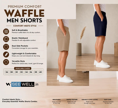 Waffle Shorts Combo – Camel & Navy Blue (2-Pack)