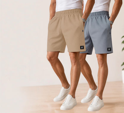 Waffle Shorts Combo – Camel & Sky (2-Pack)