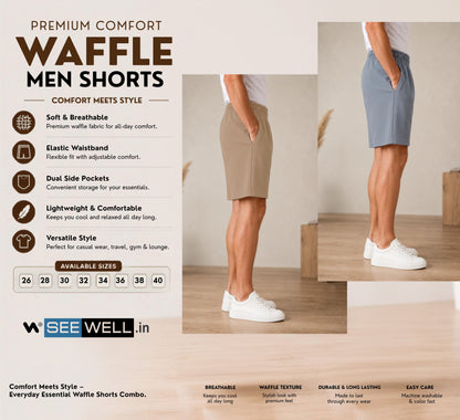 Waffle Shorts Combo – Camel & Sky (2-Pack)