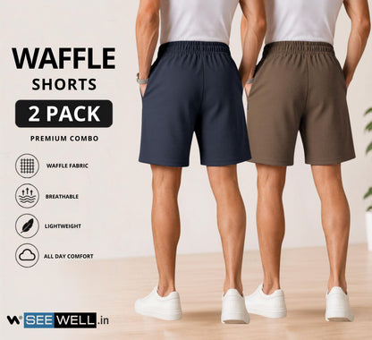 Waffle Shorts Combo – Dark Grey & Kiwi (2-Pack)