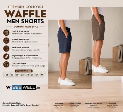 Waffle Shorts Combo – Dark Grey & Kiwi (2-Pack)
