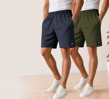 Waffle Shorts Combo – Dark Grey & Mehndi (2-Pack)
