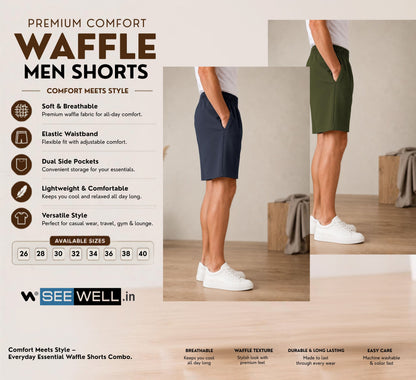 Waffle Shorts Combo – Dark Grey & Mehndi (2-Pack)