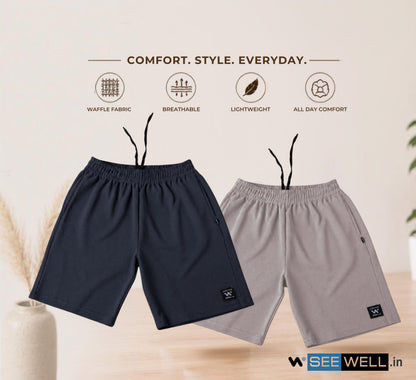 Waffle Shorts Combo – Dark Grey & Light Grey (2-Pack)