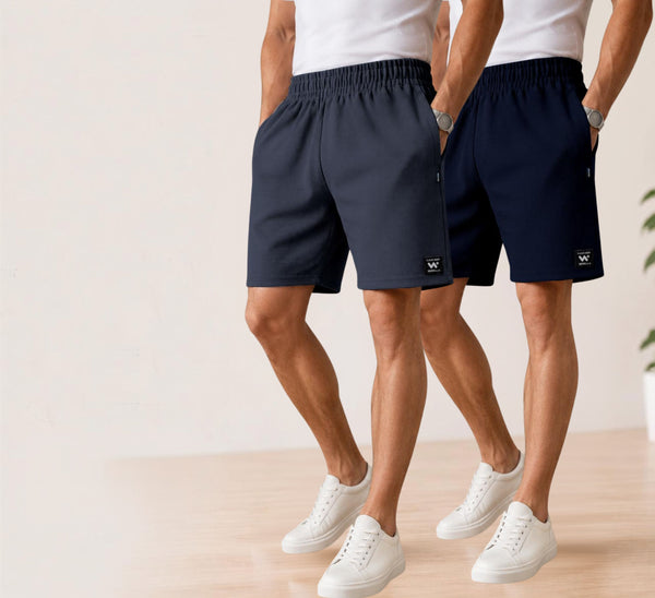 Waffle Shorts Combo – Dark Grey & Navy Blue (2-Pack)