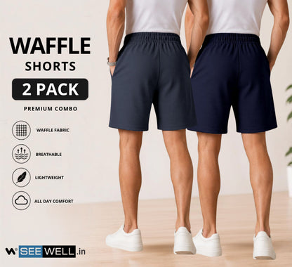 Waffle Shorts Combo – Dark Grey & Navy Blue (2-Pack)