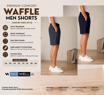 Waffle Shorts Combo – Dark Grey & Navy Blue (2-Pack)