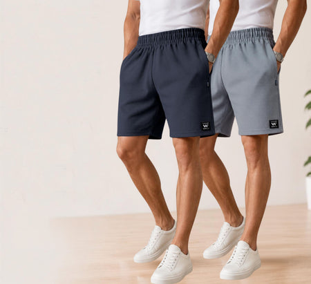Waffle Shorts Combo – Dark Grey & Sky (2-Pack)