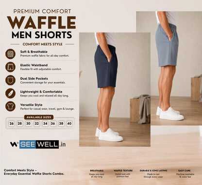Waffle Shorts Combo – Dark Grey & Sky (2-Pack)