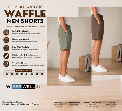 Waffle Shorts Combo – Dark Pista & Kiwi (2-Pack)