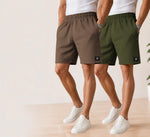 Waffle Shorts Combo – Kiwi & Mehndi (2-Pack)