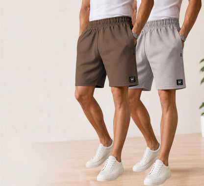 Waffle Shorts Combo – Kiwi & Light Grey (2-Pack)