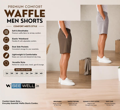 Waffle Shorts Combo – Kiwi & Light Grey (2-Pack)