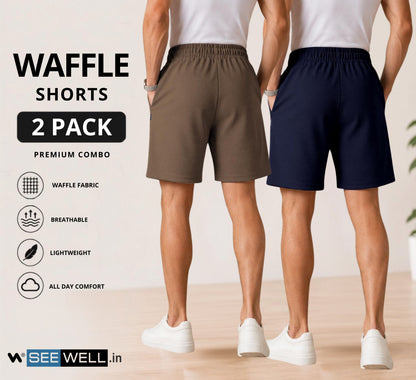 Waffle Shorts Combo – Kiwi & Navy Blue (2-Pack)