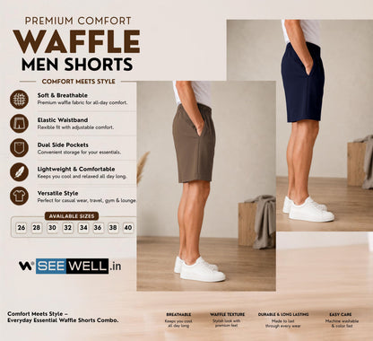 Waffle Shorts Combo – Kiwi & Navy Blue (2-Pack)