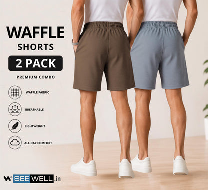 Waffle Shorts Combo – Kiwi & Sky (2-Pack)