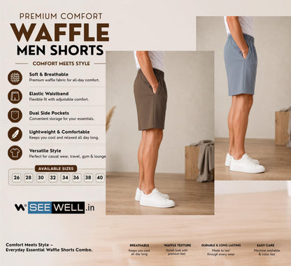 Waffle Shorts Combo – Kiwi & Sky (2-Pack)