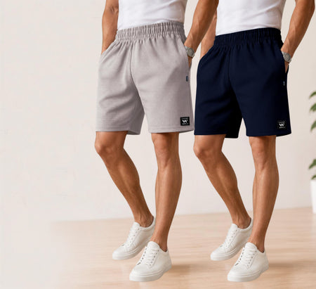 Waffle Shorts Combo – Light Grey & Navy Blue (2-Pack)