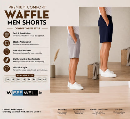 Waffle Shorts Combo – Light Grey & Navy Blue (2-Pack)