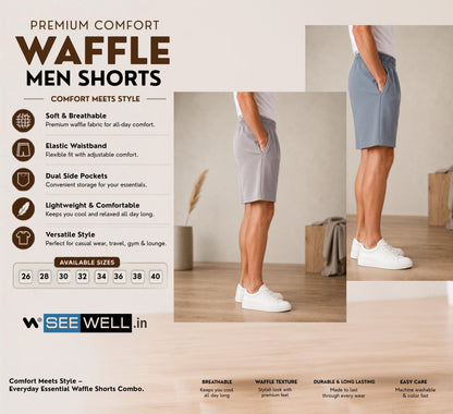 Waffle Shorts Combo – Light Grey & Sky (2-Pack)