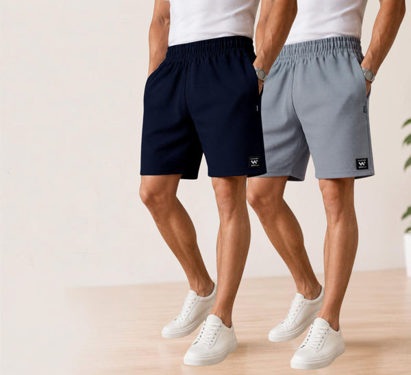 Waffle Shorts Combo – Navy Blue & Sky (2-Pack)