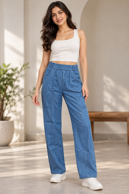 Women’s Premium Relaxed Fit Soft Denim Trousers