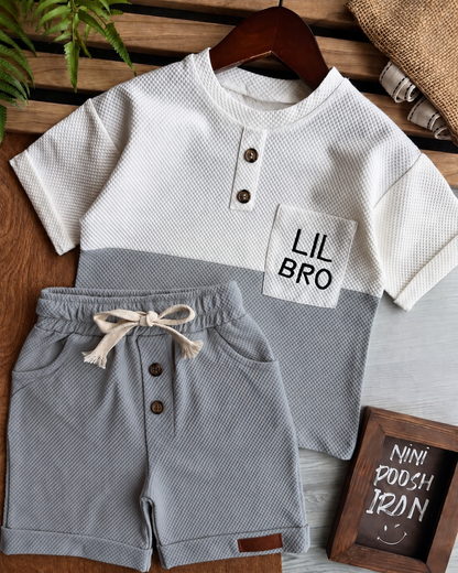 Premium Kids Sky Blue & White Waffle T-Shirt and Shorts Combo