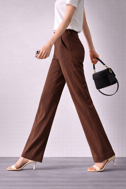 Women’s Premium Stretchable Straight Fit Trousers - Coffee Brown